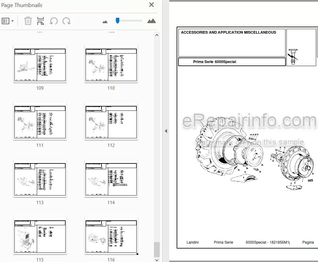 Photo 3 - Landini First Series 6000 Special Parts Catalog Tractor 1821856M1