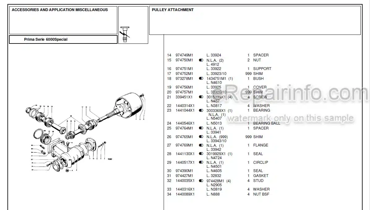 Photo 1 - Landini First Series 6000 Special Parts Catalog Tractor 1821856M1