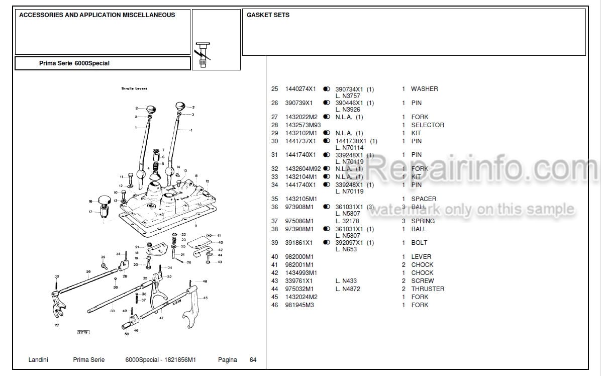 Photo 4 - Landini First Series 6000 Special Parts Catalog Tractor 1821856M1