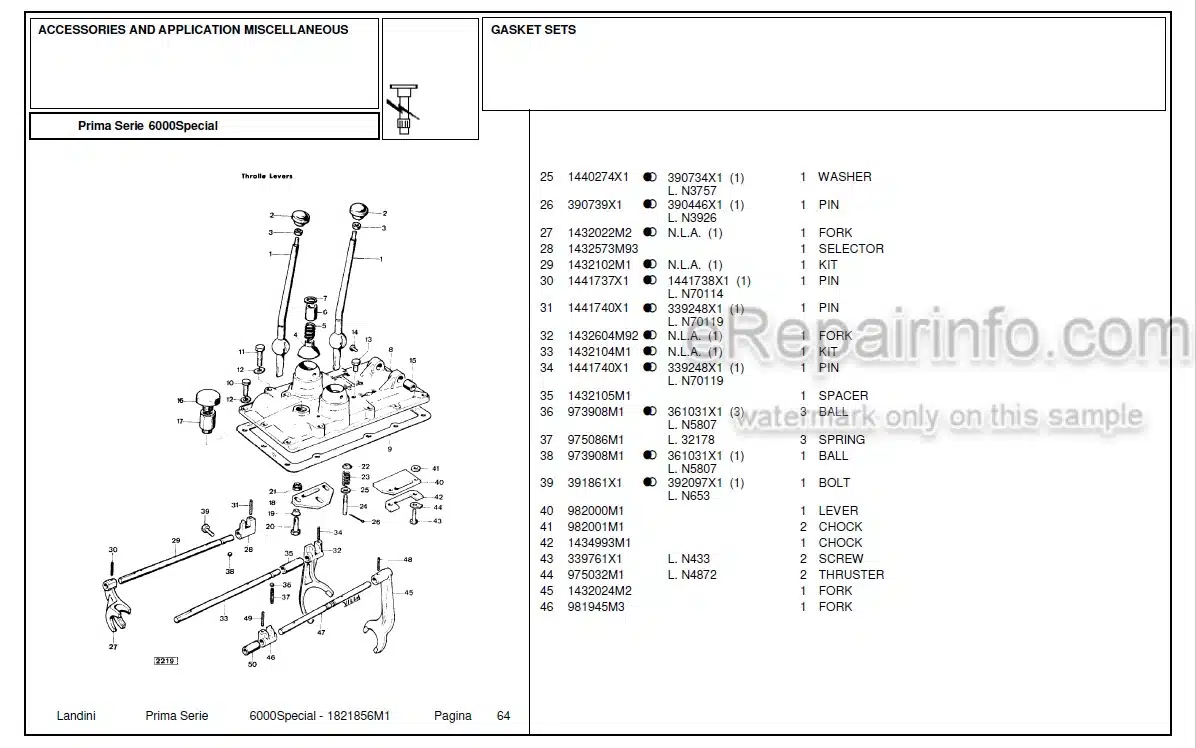 Photo 4 - Landini First Series 6000 Special Parts Catalog Tractor 1821856M1