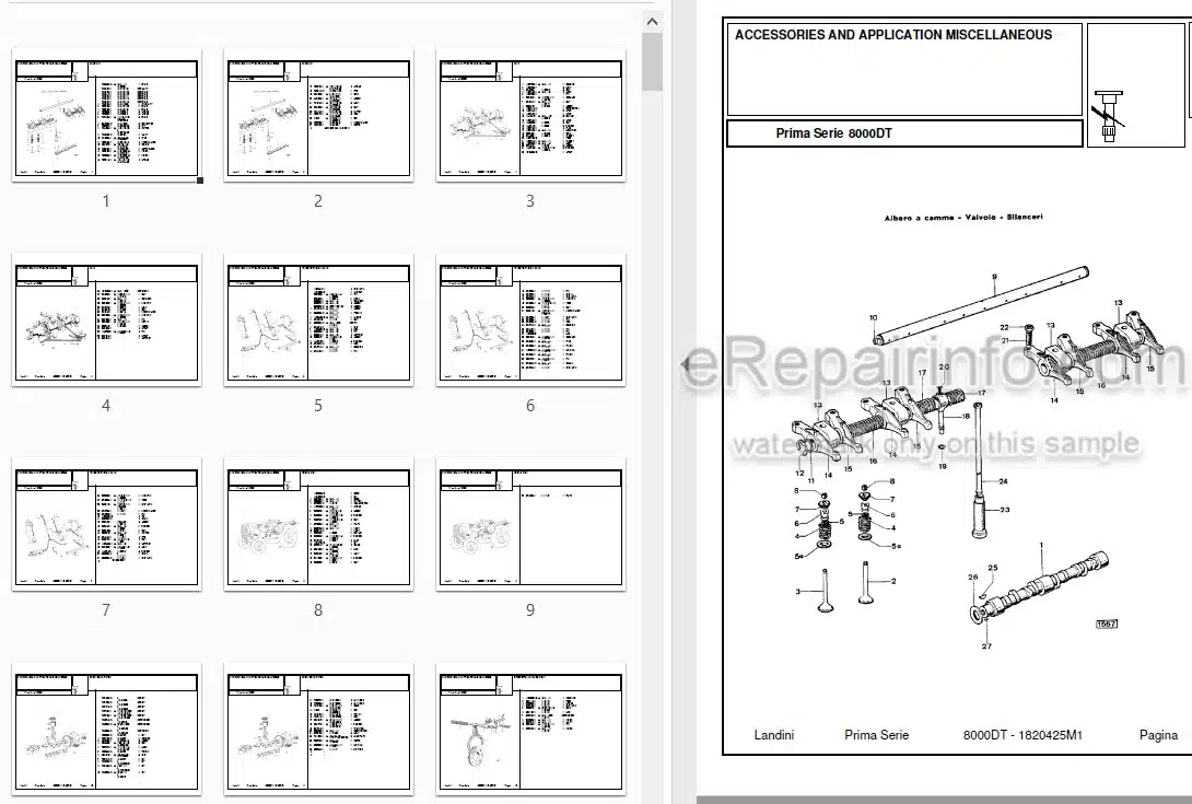 Photo 3 - Landini First Series 8000DT Parts Catalog Tractor
