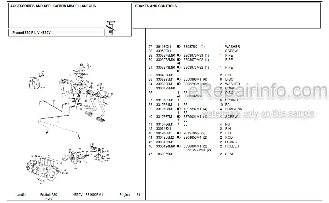 Photo 4 - Landini Frutteti 4530V Parts Catalog Tractor 3310907M1