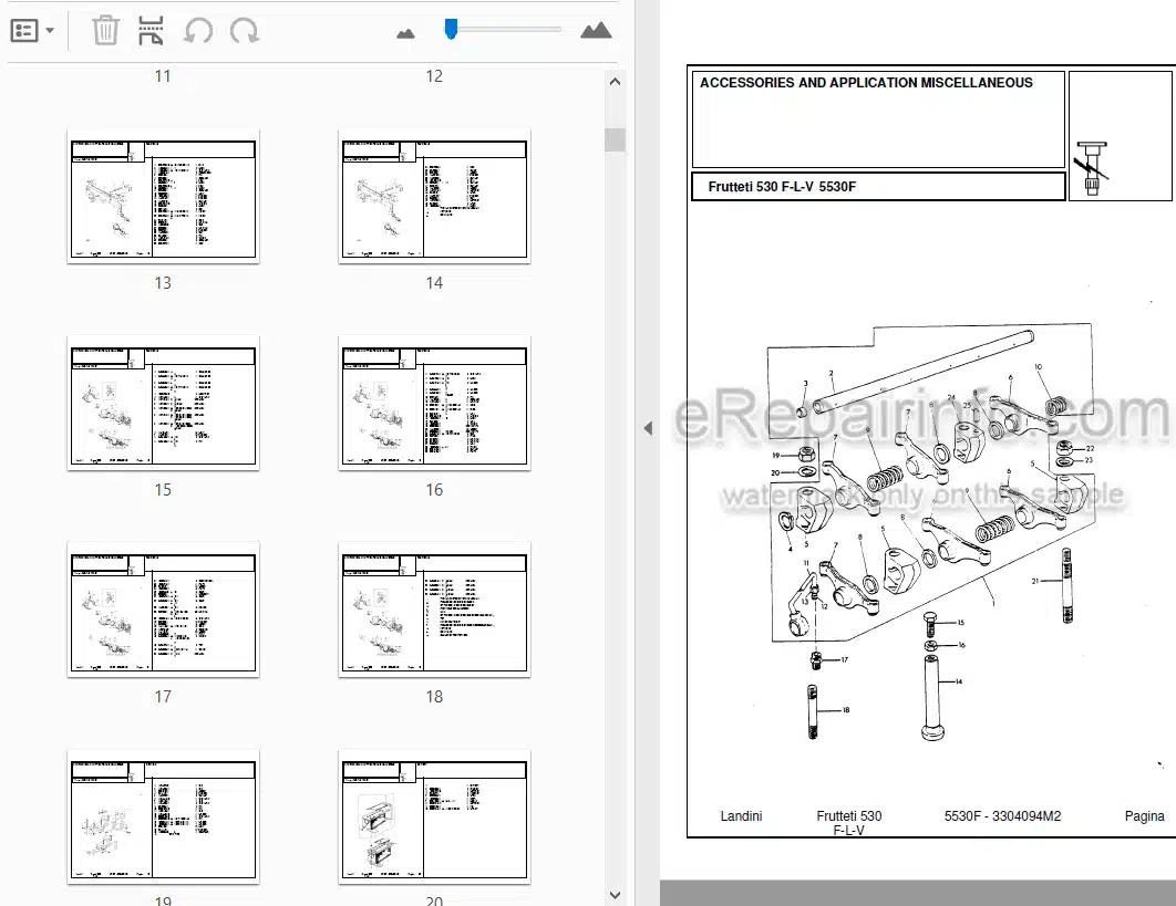 Photo 3 - Landini Frutteti 5530F Parts Catalog Tractor 330409M2