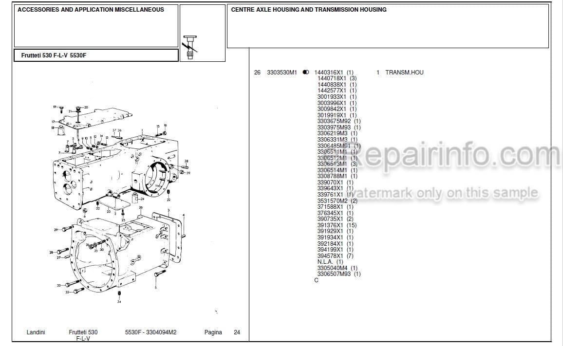 Photo 4 - Landini Frutteti 5530F Parts Catalog Tractor 330409M2
