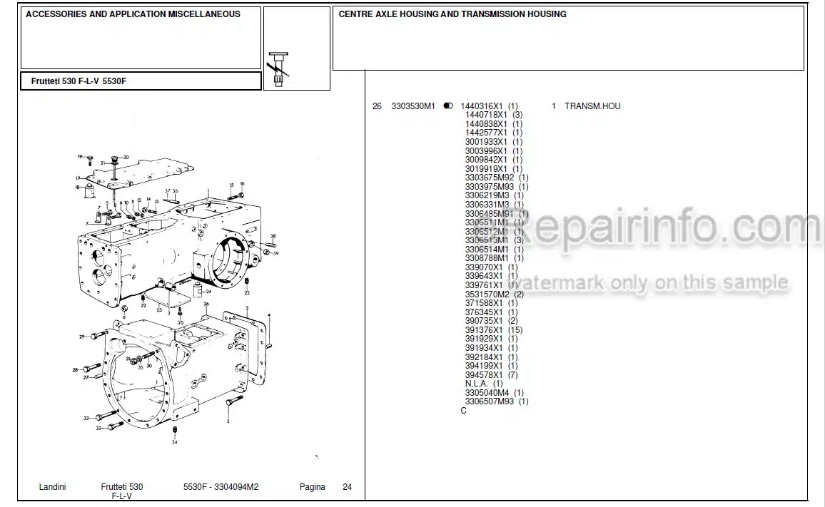 Photo 4 - Landini Frutteti 5530F Parts Catalog Tractor 330409M2