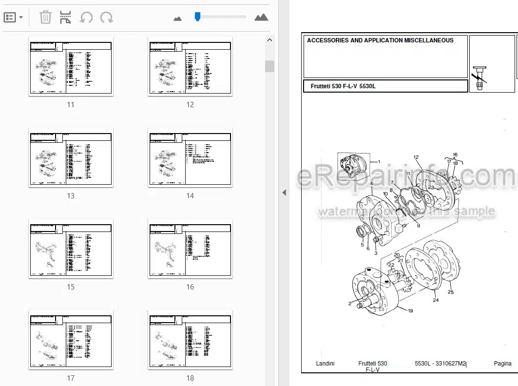 Photo 3 - Landini Frutteti 5530L Parts Catalog Tractor 3310627M2