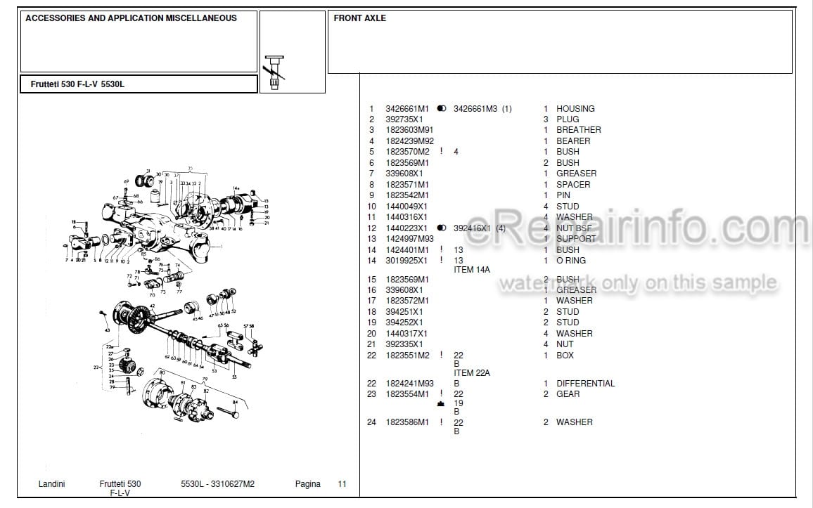 Photo 11 - Landini Frutteti 5530L Parts Catalog Tractor 3310627M2