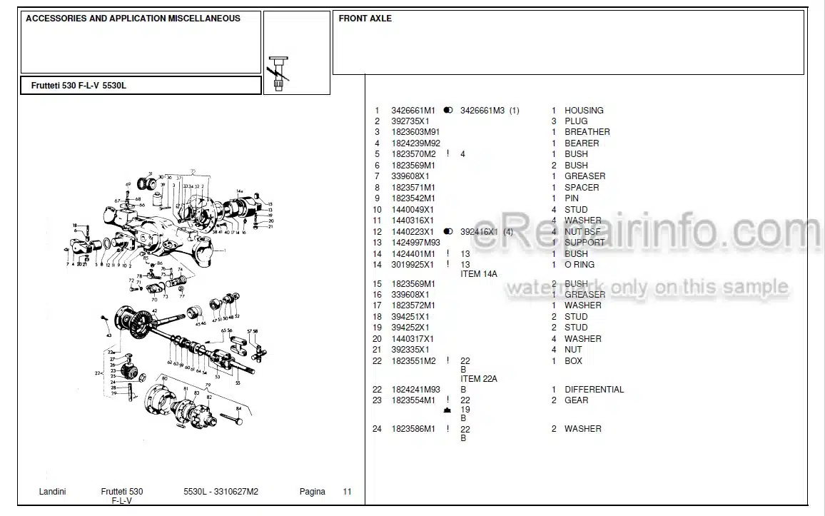 Photo 11 - Landini Frutteti 5530L Parts Catalog Tractor 3310627M2