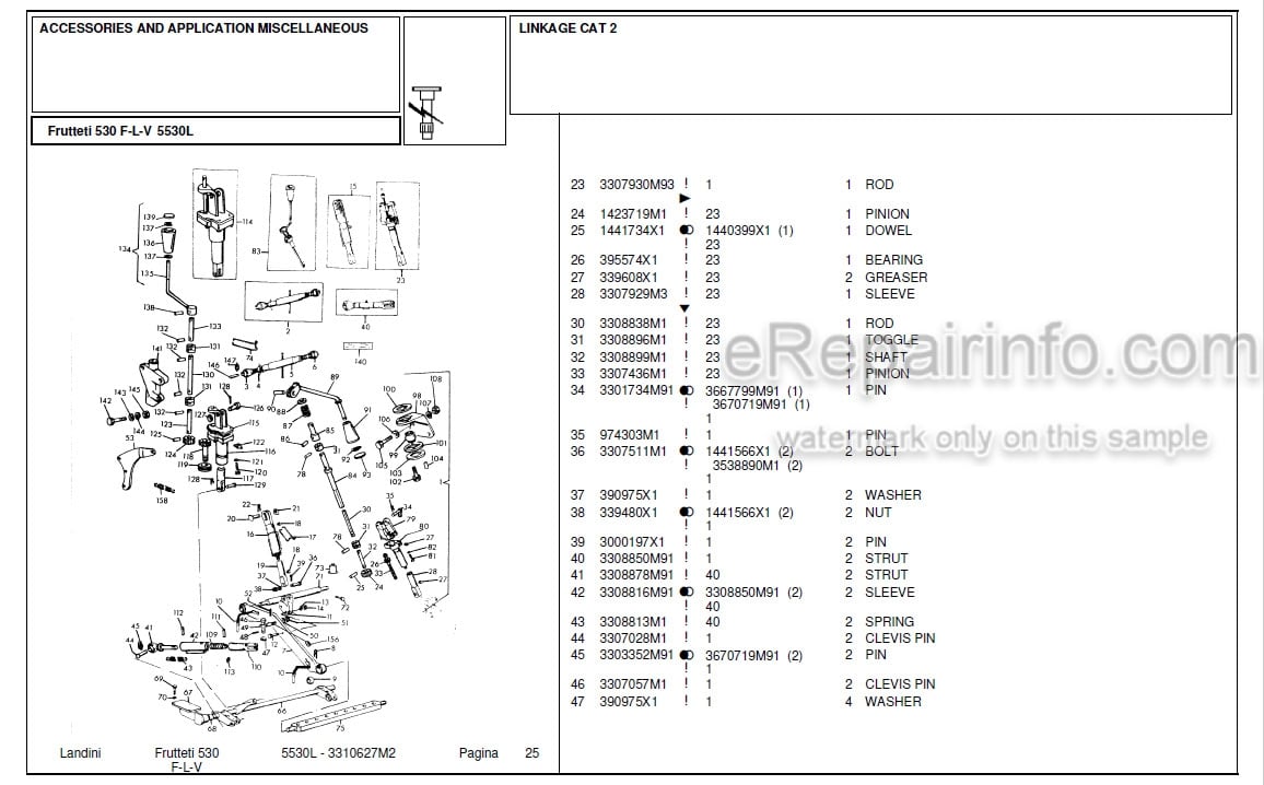 Photo 4 - Landini Frutteti 5530L Parts Catalog Tractor 3310627M2