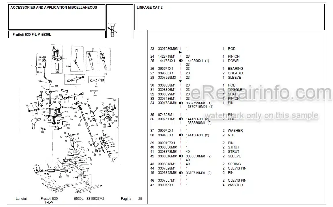 Photo 4 - Landini Frutteti 5530L Parts Catalog Tractor 3310627M2