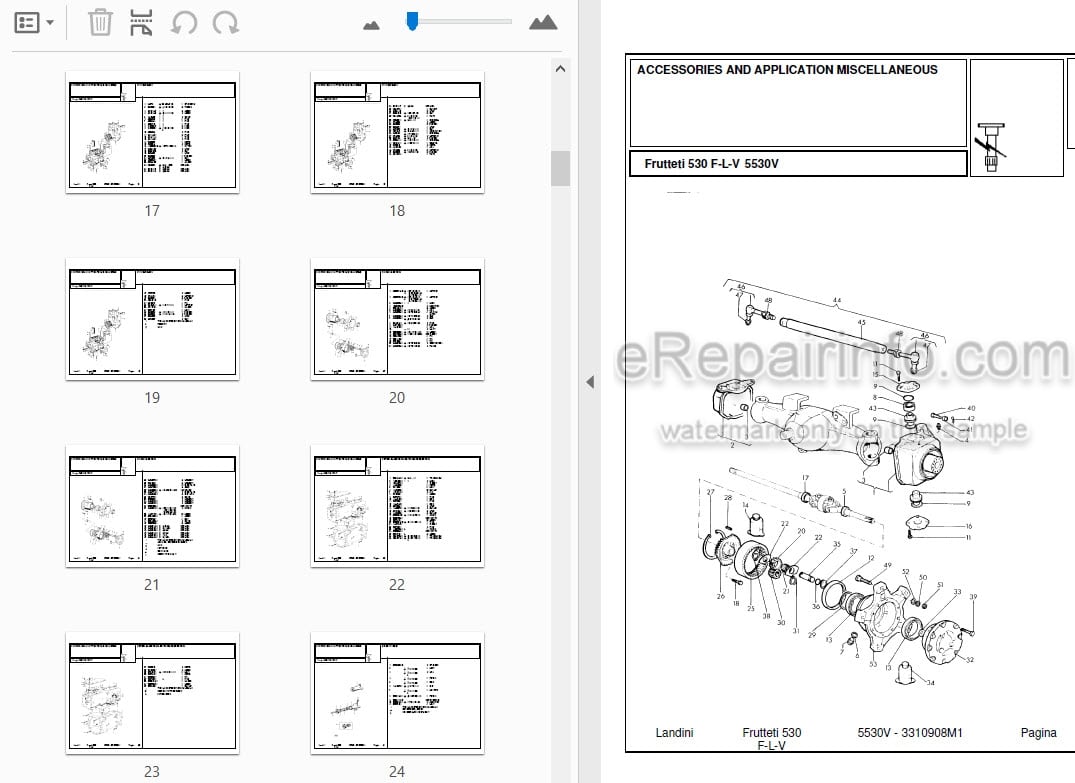 Photo 3 - Landini Frutteti 5530V Parts Catalog Tractor 3310908M1