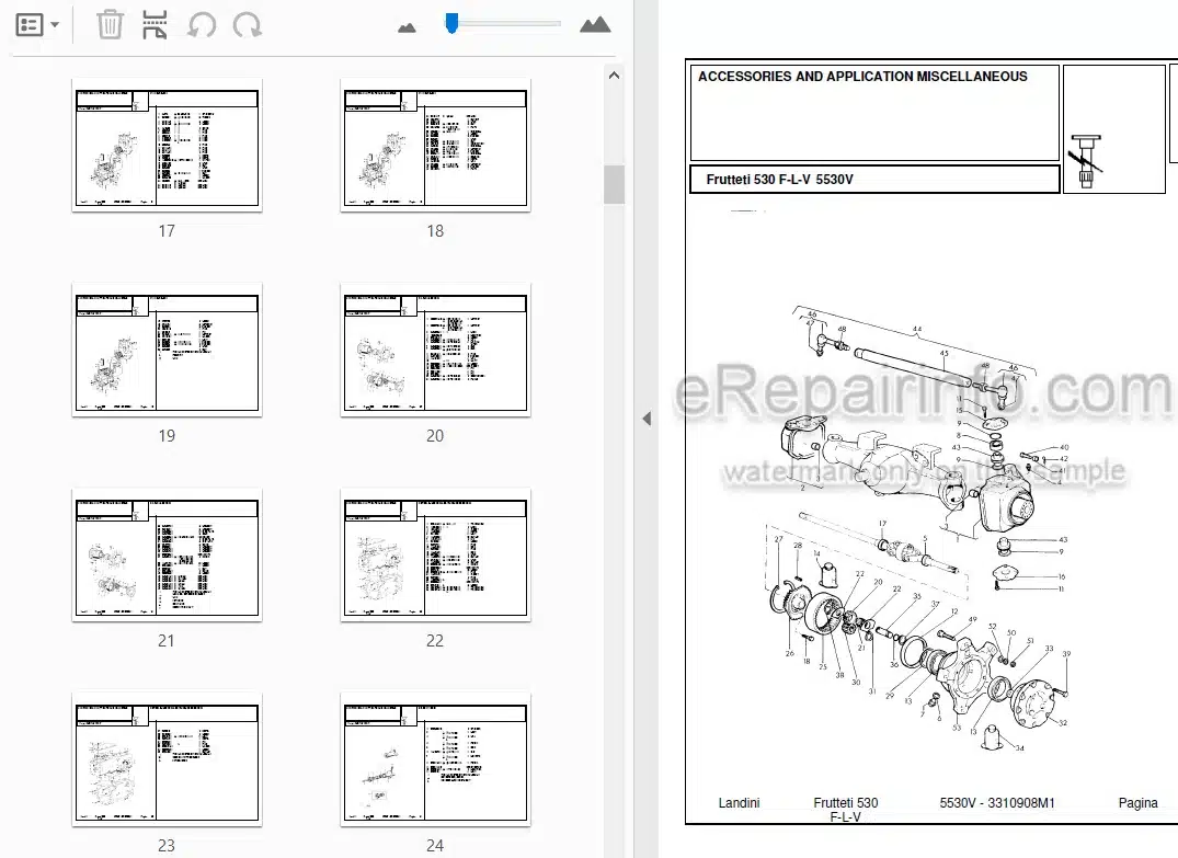 Photo 3 - Landini Frutteti 5530V Parts Catalog Tractor 3310908M1