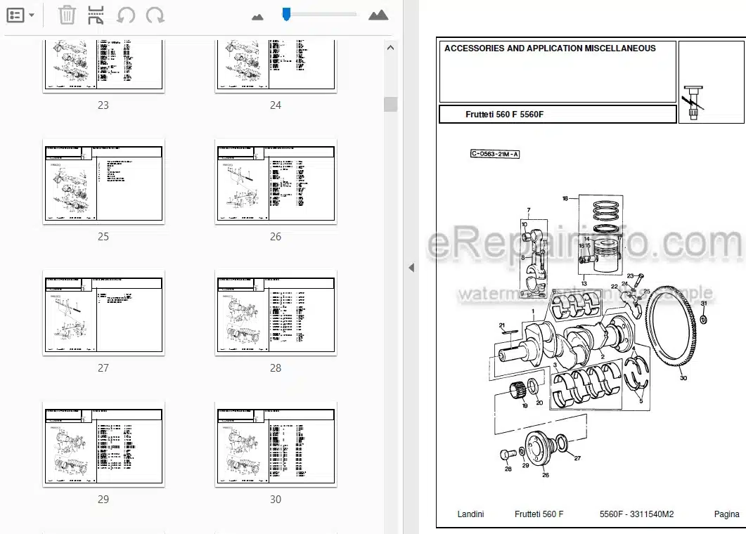 Photo 3 - Landini Frutteti 5560F Parts Catalog Tractor 3311540M2