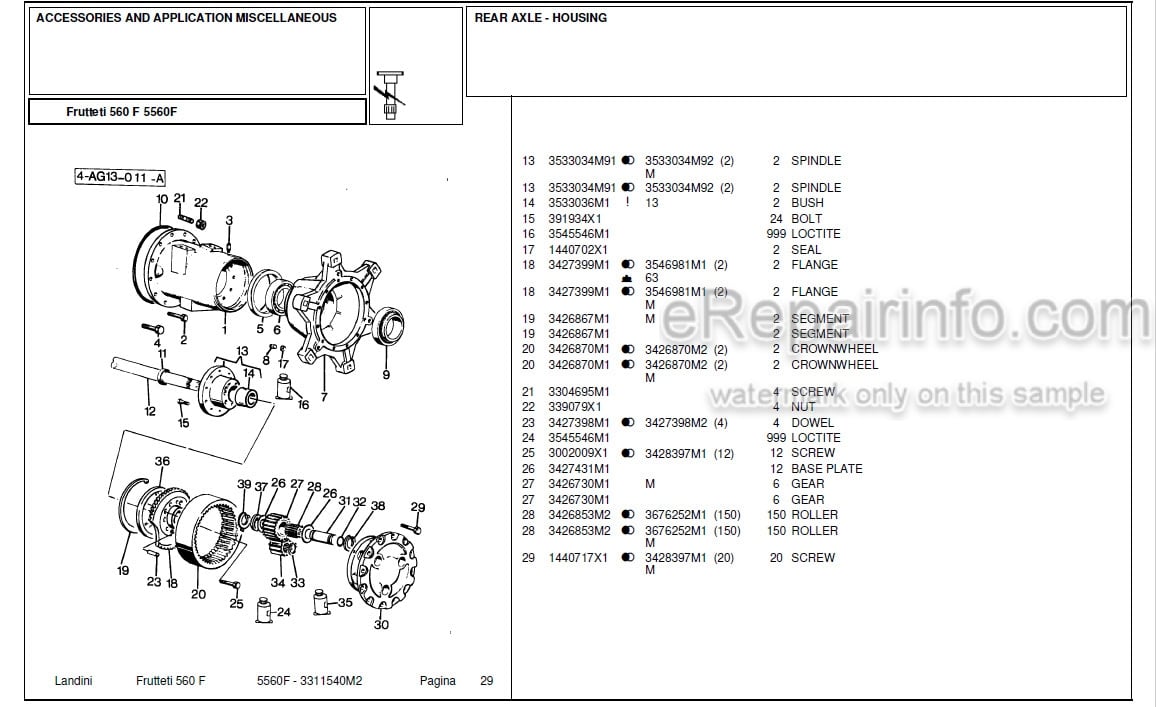 Photo 9 - Landini Frutteti 5560F Parts Catalog Tractor 3311540M2
