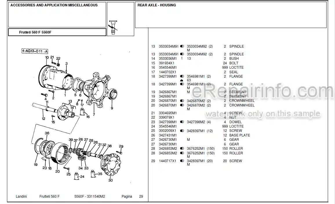 Photo 9 - Landini Frutteti 5560F Parts Catalog Tractor 3311540M2