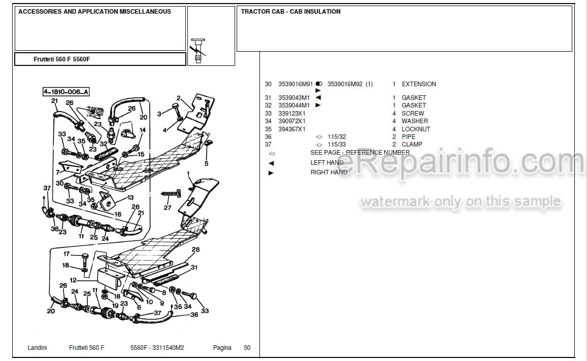 Photo 4 - Landini Frutteti 5560F Parts Catalog Tractor 3311540M2