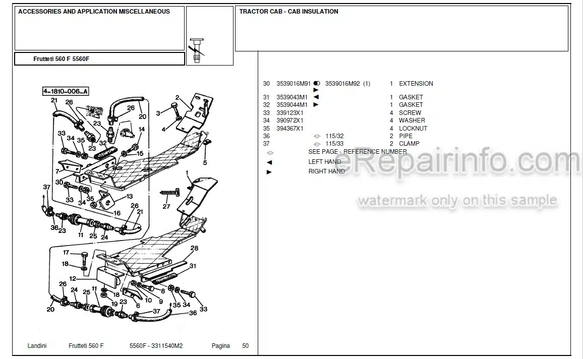 Photo 4 - Landini Frutteti 5560F Parts Catalog Tractor 3311540M2