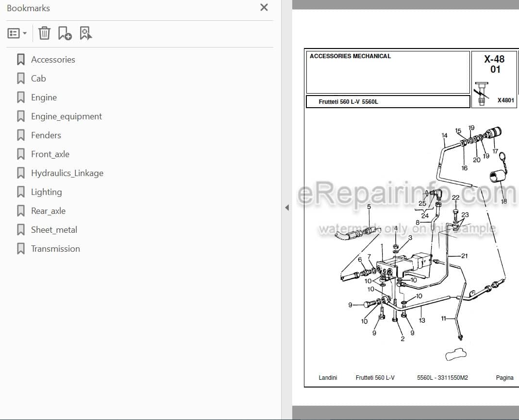 Photo 3 - Landini Frutteti 5560L Parts Catalog Tractor 3311550M2