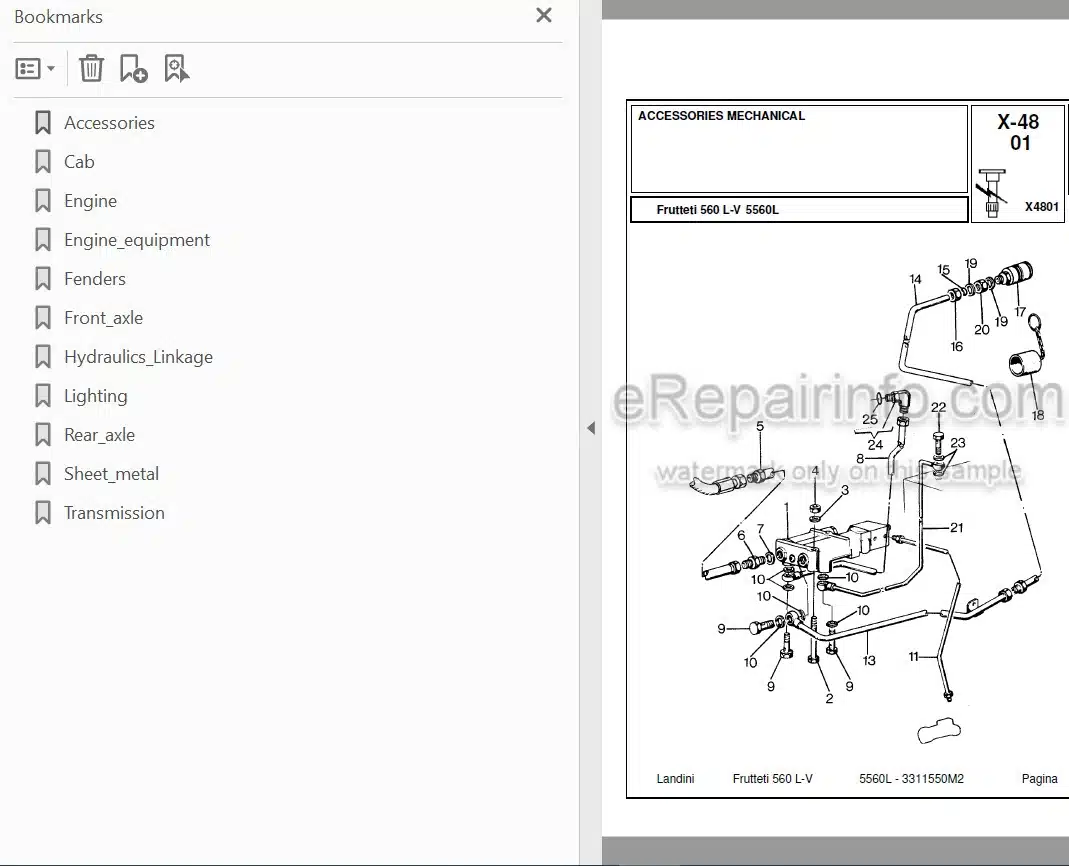 Photo 3 - Landini Frutteti 5560L Parts Catalog Tractor 3311550M2