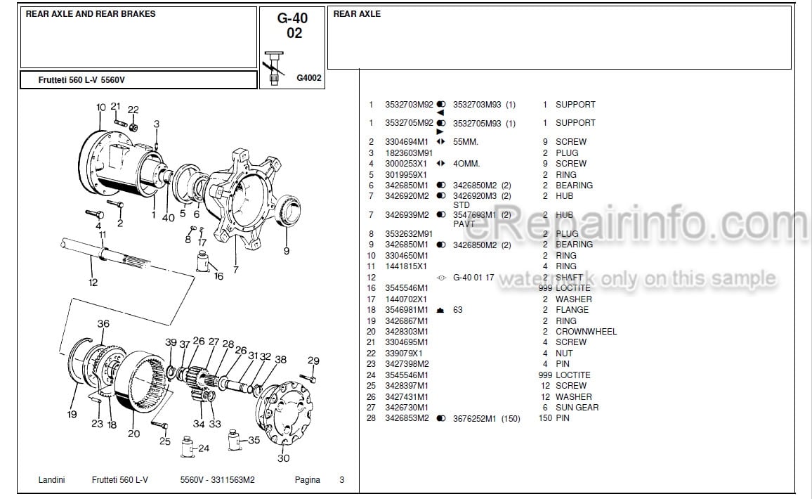 Photo 4 - Landini Frutteti 5560V Parts Catalog Tractor 3311563M2