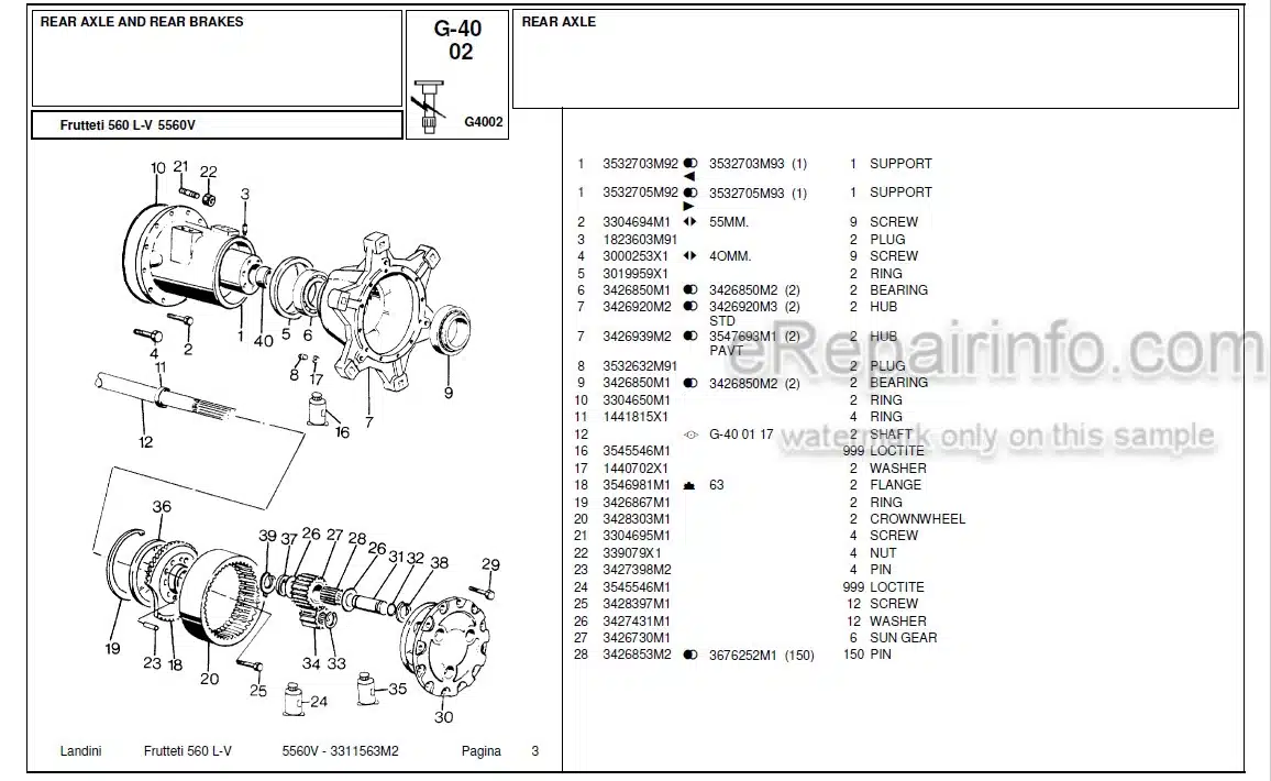 Photo 4 - Landini Frutteti 5560V Parts Catalog Tractor 3311563M2