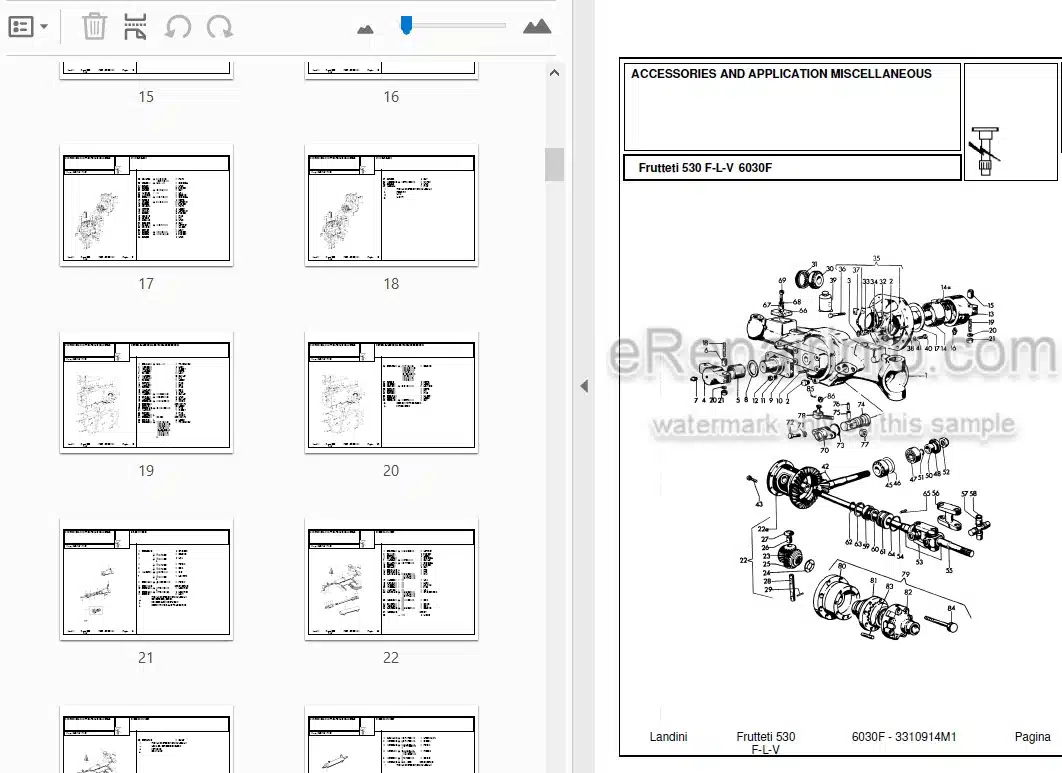 Photo 3 - Landini Frutteti 6030F Parts Catalog Tractor 3310914M1