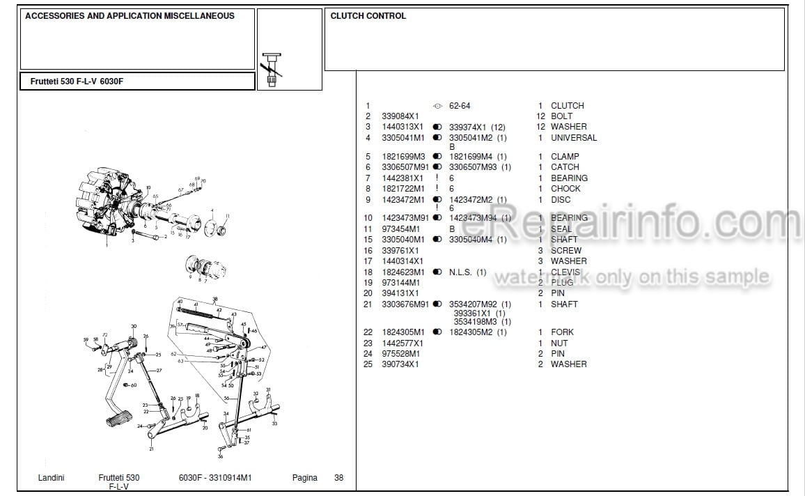 Photo 1 - Landini Frutteti 6030F Parts Catalog Tractor 3310914M1