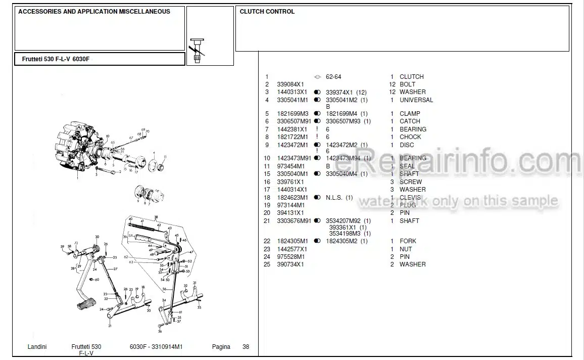Photo 6 - Landini Frutteti 6030F Parts Catalog Tractor 3310914M1