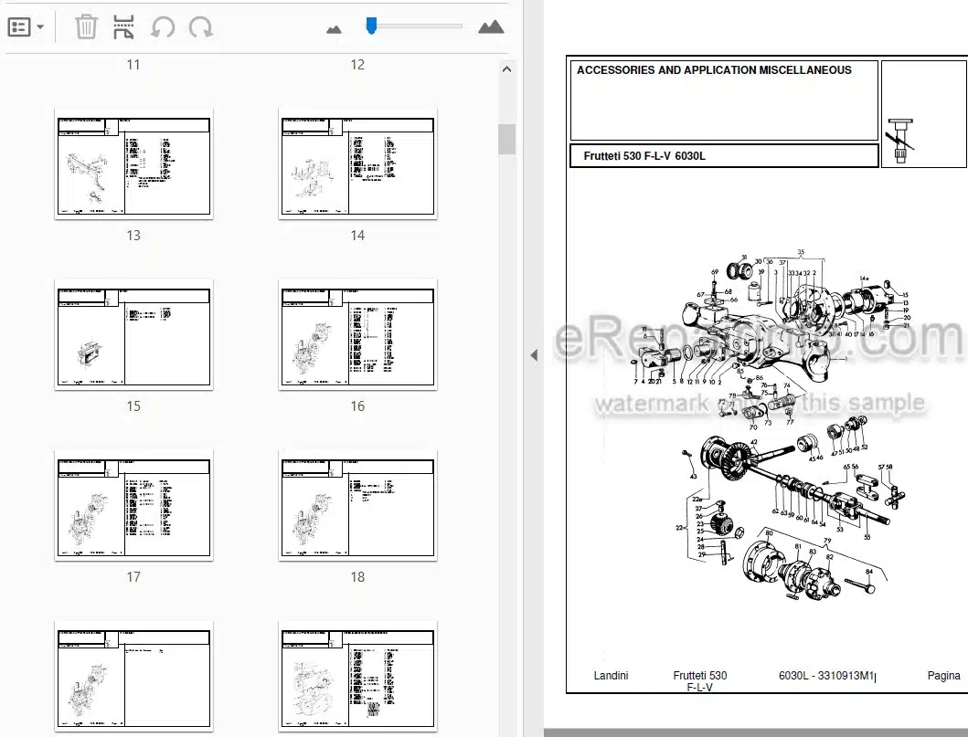 Photo 3 - Landini Frutteti 6030L Parts Catalog Tractor 3310913M1