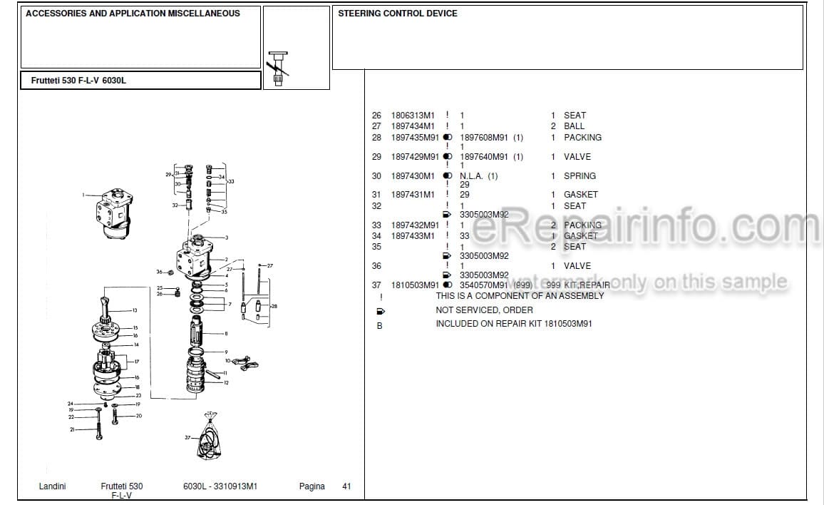 Photo 6 - Landini Frutteti 6030F Parts Catalog Tractor 3310914M1