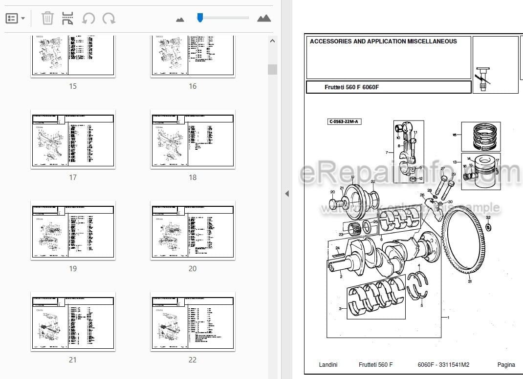 Photo 3 - Landini Frutteti 6060F Parts Catalog Tractor 3311541M2