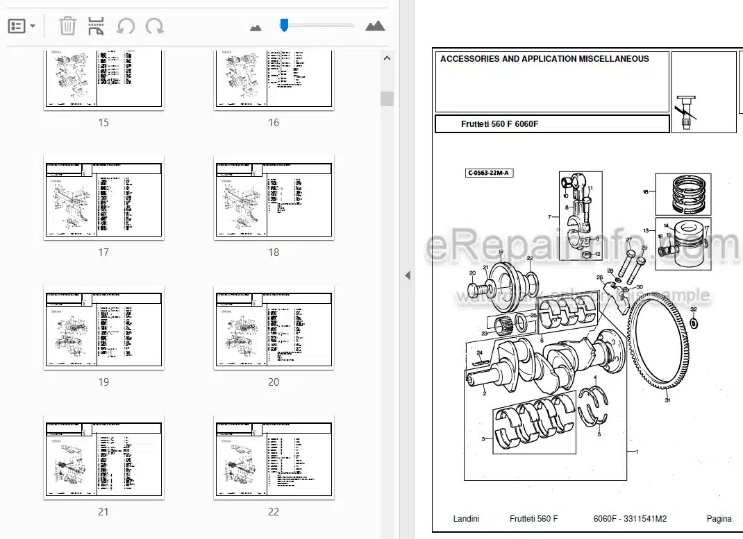 Photo 3 - Landini Frutteti 6060F Parts Catalog Tractor 3311541M2