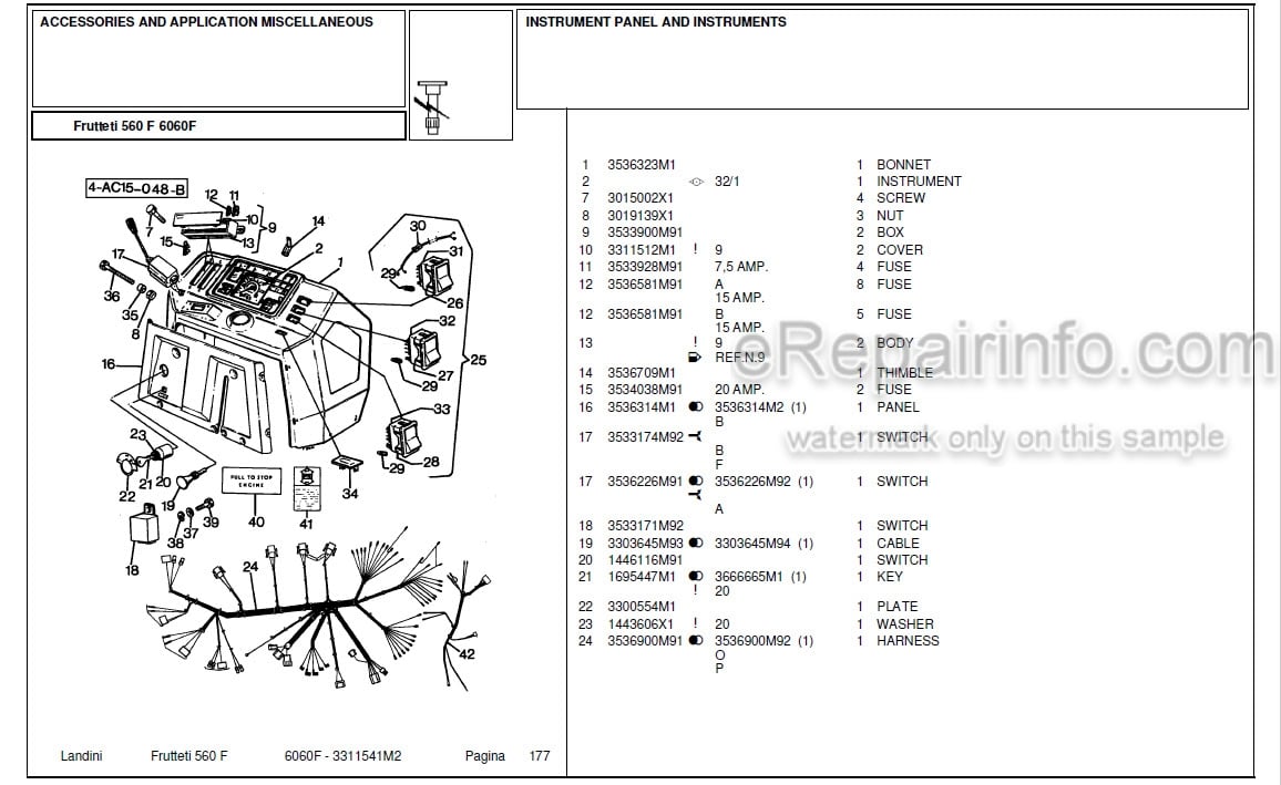 Photo 4 - Landini Frutteti 6060F Parts Catalog Tractor 3311541M2