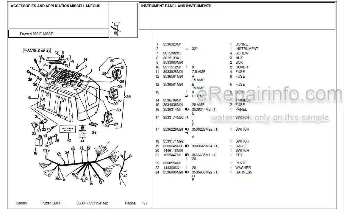 Photo 4 - Landini Frutteti 6060F Parts Catalog Tractor 3311541M2