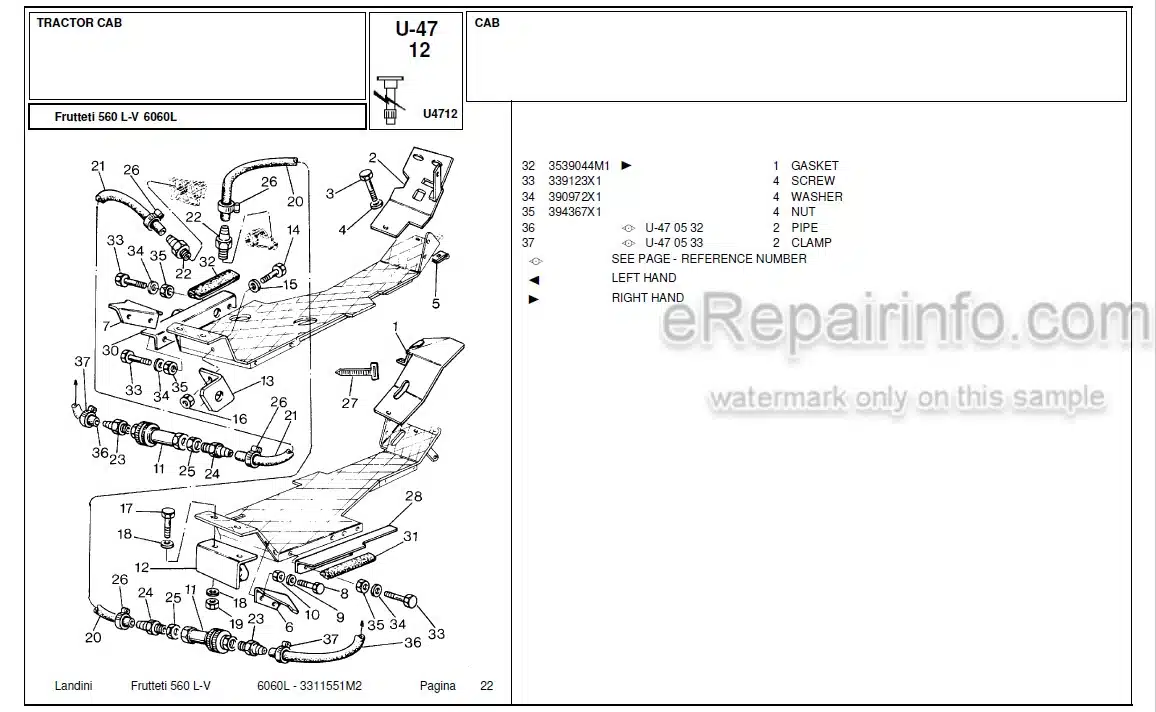 Photo 2 - Landini Frutteti 6060L Parts Catalog Tractor 3311551M2
