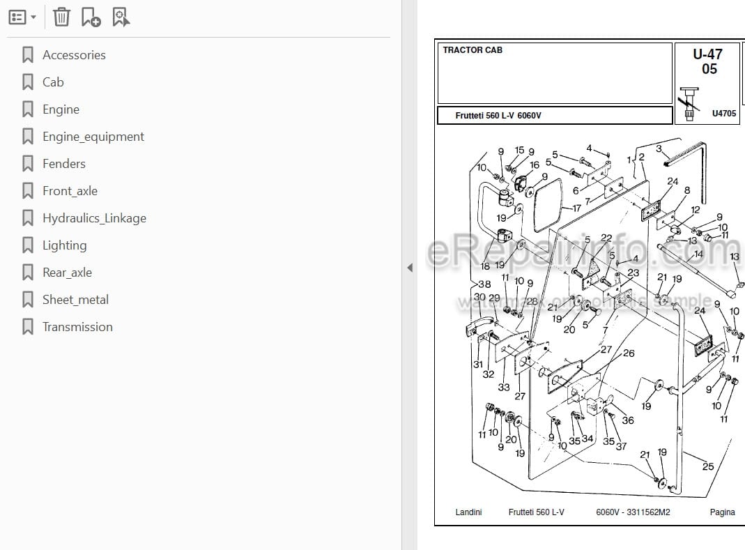 Photo 3 - Landini Frutteti 6060V Parts Catalog Tractor 3311562M2