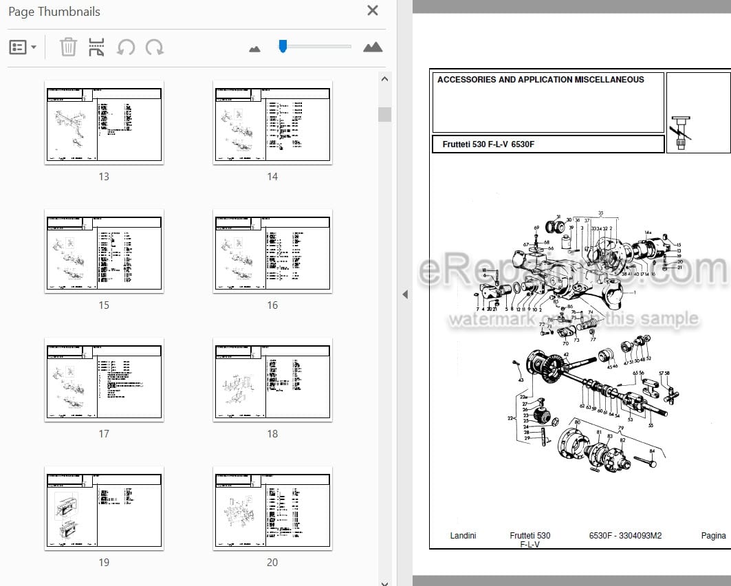 Photo 3 - Landini Frutteti 6530F Parts Catalog Tractor 3304093M2