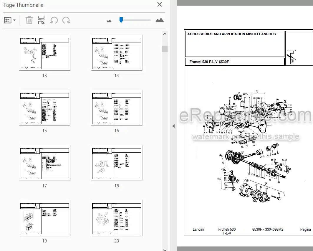 Photo 3 - Landini Frutteti 6530F Parts Catalog Tractor 3304093M2
