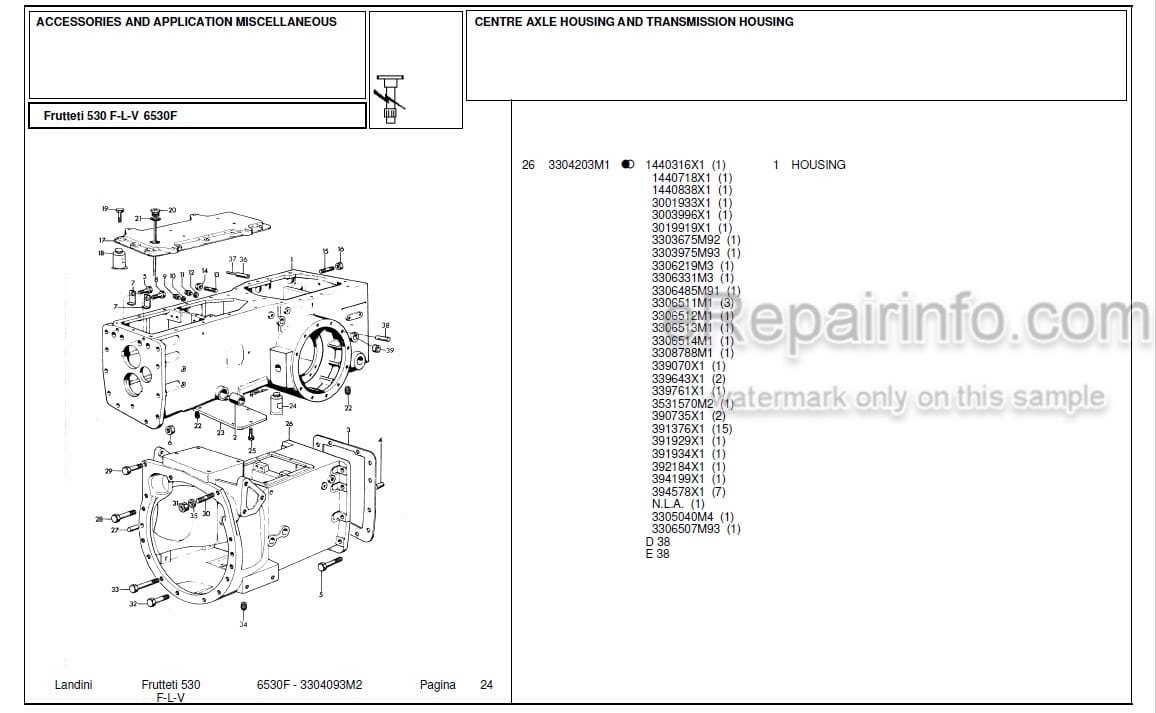 Photo 12 - Landini Frutteti 6530F Parts Catalog Tractor 3304093M2