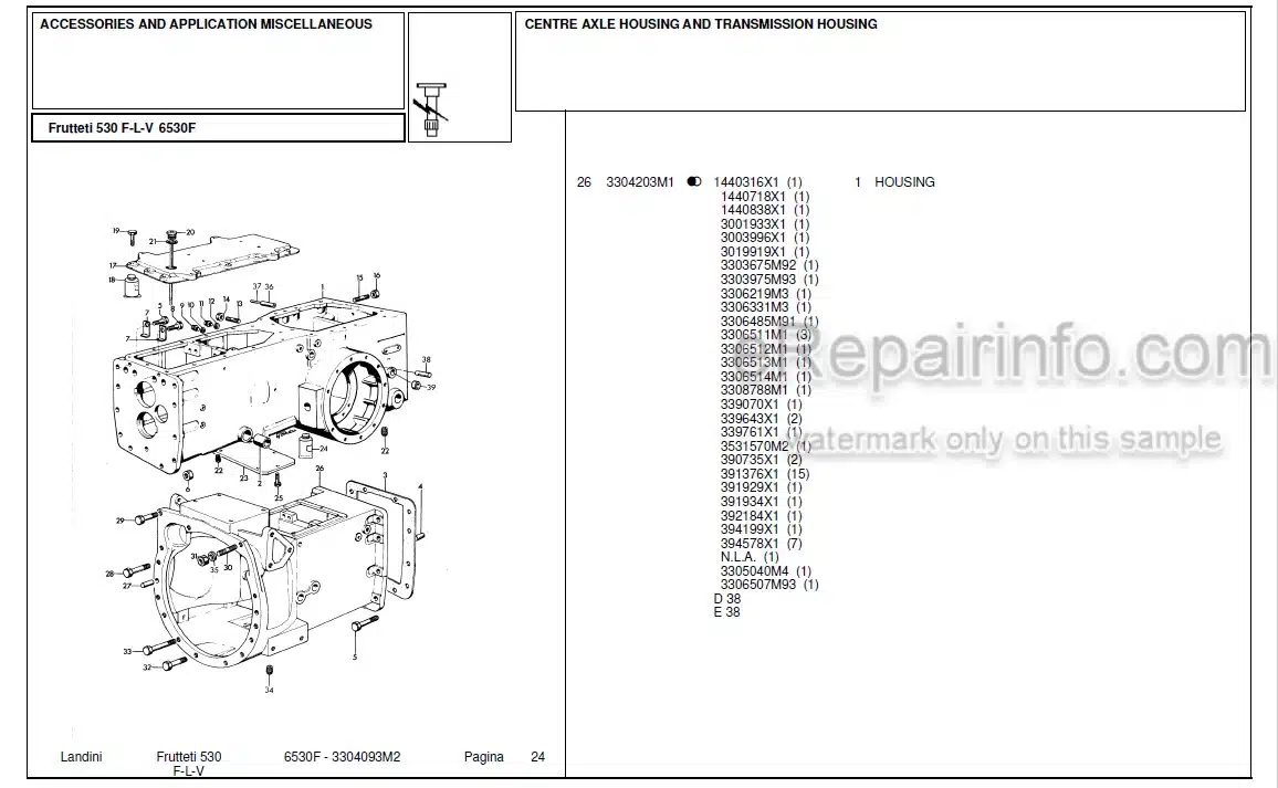 Photo 12 - Landini Frutteti 6530F Parts Catalog Tractor 3304093M2