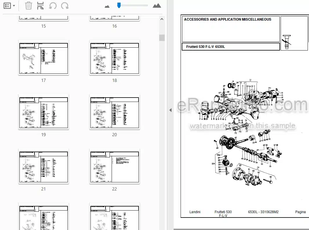 Photo 3 - Landini Frutteti 6530L Parts Catalog Tractor 3310628M2