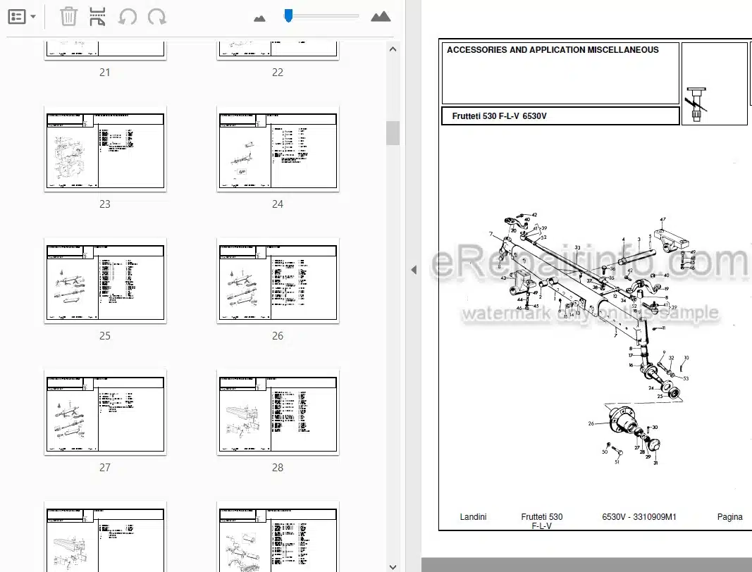 Photo 3 - Landini Frutteti 6530V Parts Catalog Tractor 3310909M1