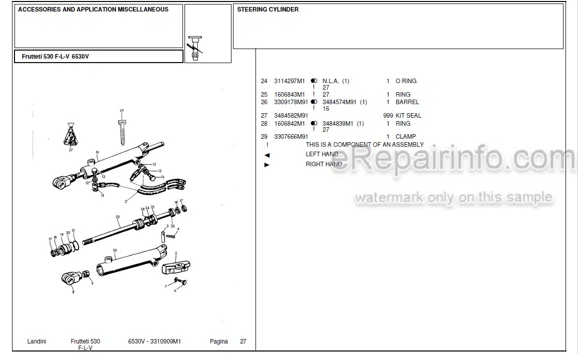 Photo 11 - Landini Frutteti 6530V Parts Catalog Tractor 3310909M1