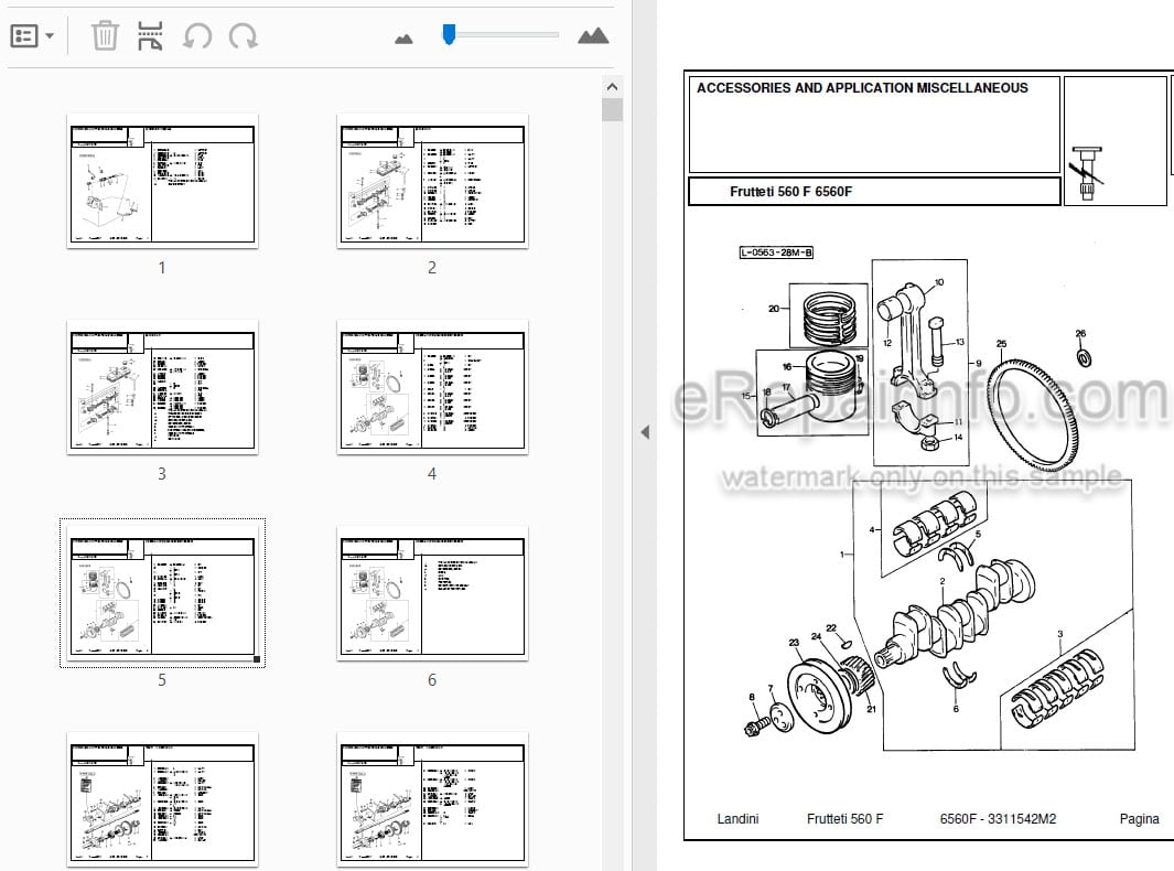 Photo 3 - Landini Frutteti 6560F Parts Catalog Tractor 3311542M2