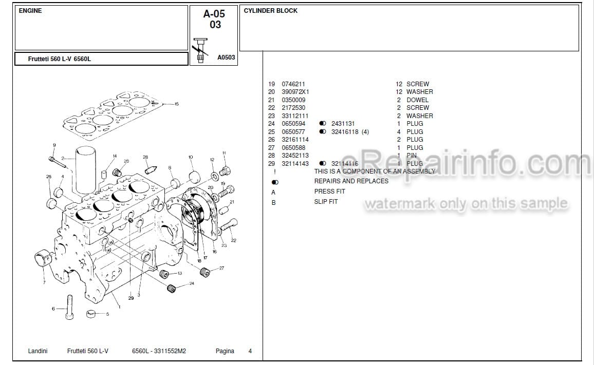 Photo 6 - Landini Frutteti 6560F Parts Catalog Tractor 3311542M2