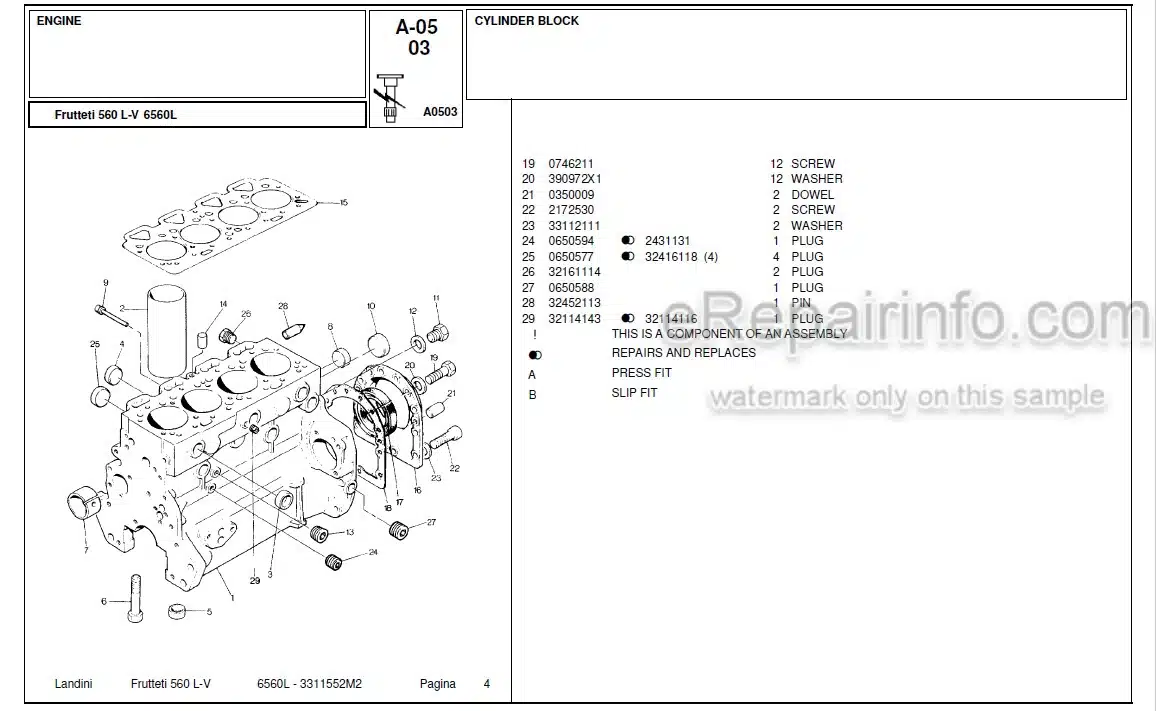 Photo 9 - Landini Frutteti 6560L Parts Catalog Tractor 3311552M2