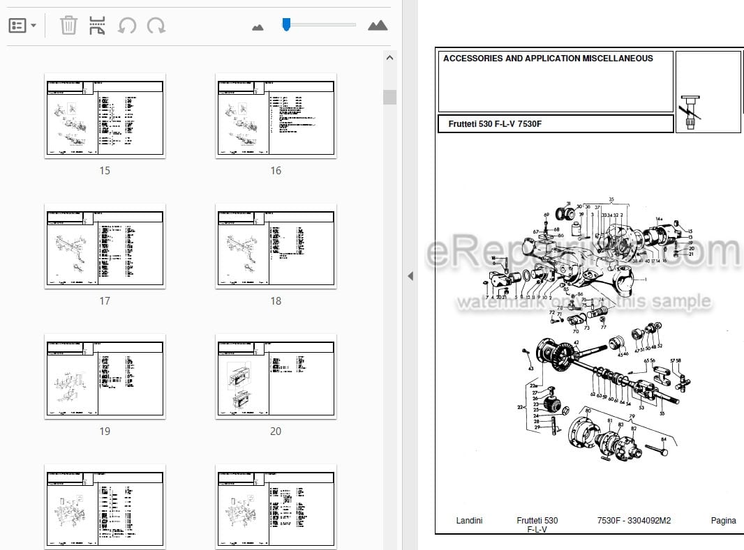 Photo 3 - Landini Frutteti 7530F Parts Catalog Tractor 3304092M2