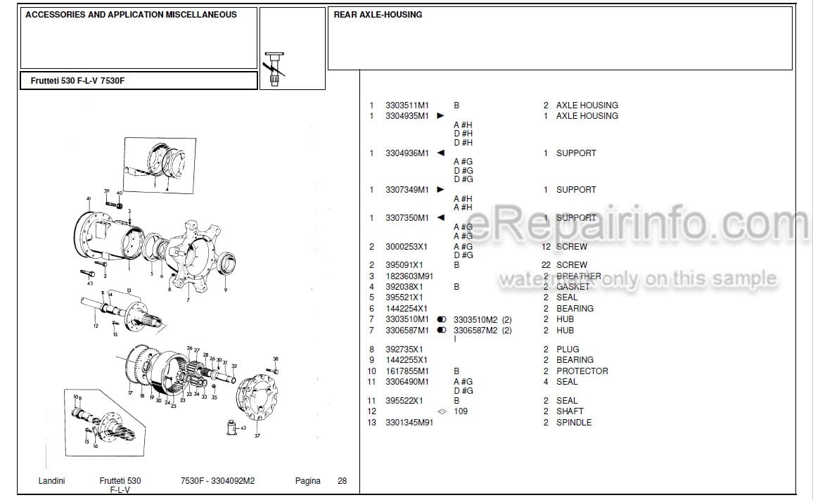 Photo 6 - Landini Frutteti 7530F Parts Catalog Tractor 3304092M2