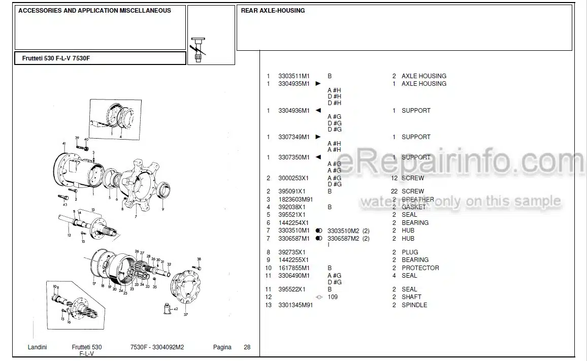 Photo 7 - Landini Frutteti 7530F Parts Catalog Tractor 3304092M2