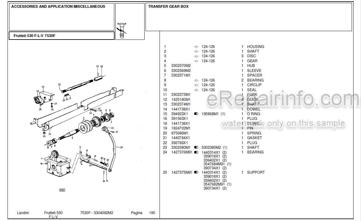 Photo 4 - Landini Frutteti 7530F Parts Catalog Tractor 3304092M2